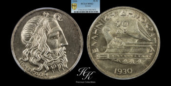 20 Drachmai 1930 “POSEIDON” PCGS MS63 Greece