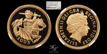 Gold Proof half (1/2) sovereign  2005 NGC PF69 ULTRA CAMEO “Elizabeth” Great Britain