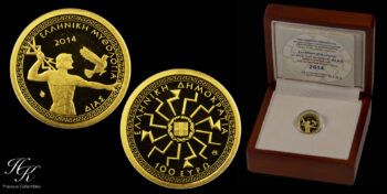 Gold 100 Euro 2014 gold proof coin “ZEUS”   Greece