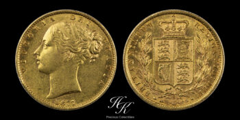 Gold sovereign (Shield) 1877 Sydney “Victoria” Australia