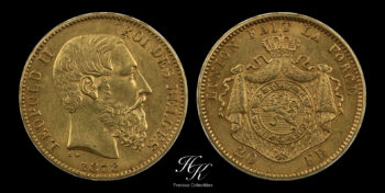 Gold 20 Francs 1878 “Léopold II ” Belgium