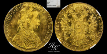 Gold 4 Ducats coin 1915  “Franz Joseph” NGC MS69 Austria
