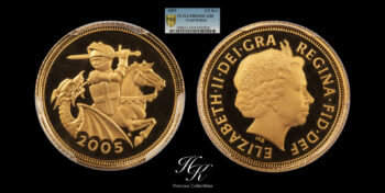 Gold proof HALF sovereign 2005 PCGS PF69 DEEP CAMEO “Elizabeth” Great Britain
