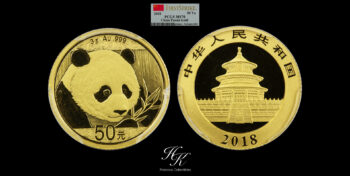 Gold 50 yuan “PANDA” 2018 “FIRST STRIKE” PCGS MS70 China