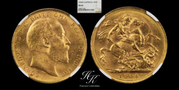 Gold Sovereign 1904 M “Edward VII” NGC MS62 Melbourne Australia