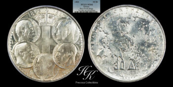 30 Drachmai 1963 “FIVE KINGS”  Greece PCGS MS66