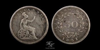 Silver 30 lepta 1851 Ionian Islands Greece