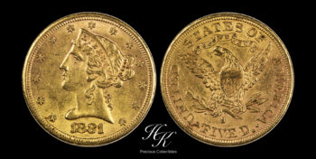 Gold 5 dollars LIBERTY 1881 S  USA
