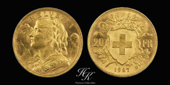 Gold 20 Francs 1927 B “Vreneli”  Switzerland