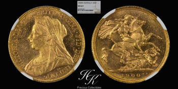 Gold sovereign 1900 Melbourne “Victoria” NGC MS62+ Australia