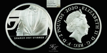 “Shaken Not Stirred 007” Ασημένιο νόμισμα 1oz (2 Pounds) NGC PF70 2020 Μεγάλη Βρετανία