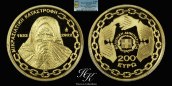 Gold Proof 200 euro 2022 “100 years from the Asia minor disaster” PCGS PR70 DEEP CAMEO Greece