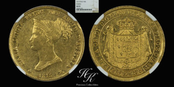 Gold 40 Lire 1815 “Maria Luigia” Parma – NGC AU55 ITALY