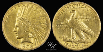 Gold 10 Dollars 1908  “Indian Head” USA