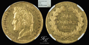 Gold  40 Francs 1835 A – Louis-Philippe I – NGC AU58 France