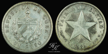 Silver star peso 1933 Cuba