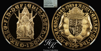 5 Pound 1989 PROOF quintuple sovereign Elizabeth NGC PF69 ULTRA CAMEO Great Britain