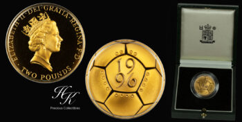 Gold proof (double sovereign ) 2 Pounds – Elizabeth II- UEFA Euro 1996 Great Britain