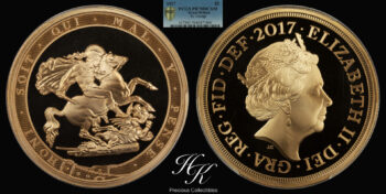 Gold 5 Pounds 2017  (quintuple sovereign) PCGS PR70 DEEP CAMEO “Elizabeth”  Great Britain