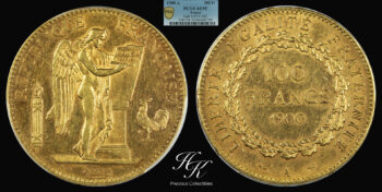 Gold 100 francs 1900 A PCGS AU55 France