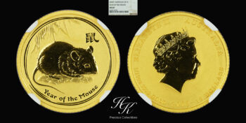 Gold 15 dollars 2008 “Year of the Mouse” NGC MS69 Australia