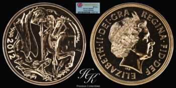 Gold 5 Pound 2012 BU quintuple sovereign Elizabeth PCGS MS69 “FIRST STRIKE” Great Britain