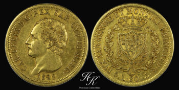 Gold 80 lire 1828 P (anchor) Carlo Felice Sardinia Italy
