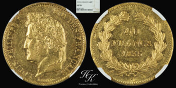 Gold 40 Francs 1835 A – Louis-Philippe I – NGC AU58 France