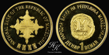 Gold proof 1 Denar 2000 (2000 Years of Christianity) North Macedonia