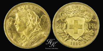 Gold 20 Francs 1930 B “Vreneli”  Switzerland