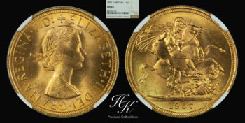 Sovereign 1957 Elizabeth II First Portrait NGC MS65 Great Britain
