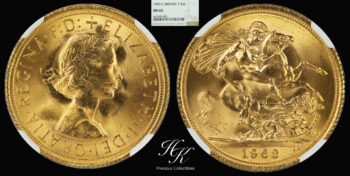 Sovereign 1963 Elizabeth II First Portrait NGC MS65 Great Britain
