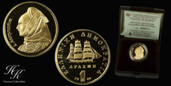 1 Drachma 2000 Proof gold coin “Bouboulina” Greece