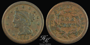Copper 1 cent 1853 USA