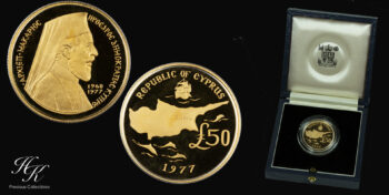 Gold PROOF 50 pounds 1977 “Makarios” Cyprus