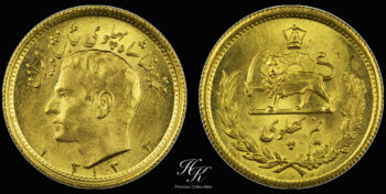 Gold 1/2 (half) Pahlavi 1954 (1333) Iran
