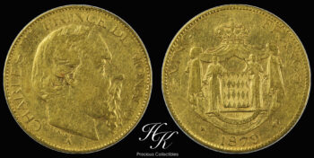Gold 20 Francs 1879 Charles III Monaco