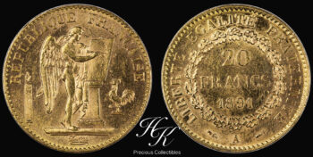 Gold 20 Francs 1891 A “ANGEL” France