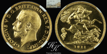 Gold proof half sovereign (1/2) 1911 PF66 *  “George V” Great Britain