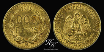 Gold 2 pesos 1919 Mo Mexico