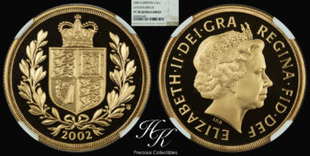 Gold proof double sovereign (2 pounds) 2002 “Elizabeth” KEY DATE NGC PF70 ULTRA CAMEO Great Britain