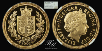 Gold proof half sovereign (1/2) 2002 “Elizabeth” KEY DATE NGC PF70 ULTRA CAMEO Great Britain