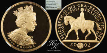 Gold proof 5 Pounds – Elizabeth II Golden Jubilee – NGC PF70 ULTRA CAMEO United Kingdom