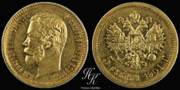 Gold 5 Roubles – Alexander III – 1901 Russia