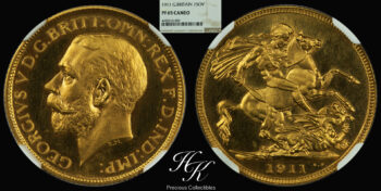 Gold proof sovereign 1911 PF65 CAMEO “George V” Great Britain