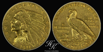 Gold 2.5 dollars (2 1/2 $ ) indian 1911 USA