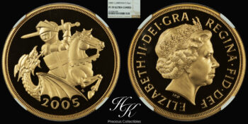Gold  Proof 5 pounds 2005 NGC PF70 ULTRA CAMEO “Elizabeth” Great Britain
