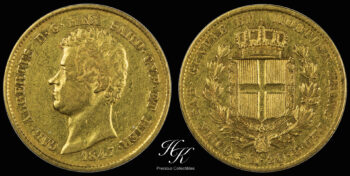 Gold 20 Lire – Carlo Alberto – 1847 Sardinia Italy