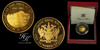 Gold proof 100 Dollars – Elizabeth II – 1982  Brimstone Hill Saint Kitts and Nevis