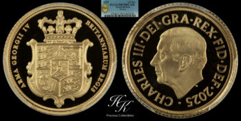 Χρυσό Προυφ Μισόλιρο 2025 “Shield reverse ” Βασιλιάς Κάρολος III” PCGS PR70 DEEP CAMEO – Μεγάλη Βρετανία